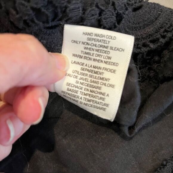 Joie Sigrid Black Eyelet Blouse Cap Sleeve Lacy 100% Cotton Oversized XS - Picture 10 of 13